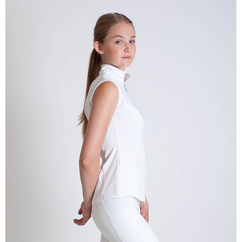 Gallop Sleeveless Zipped Neck Base-Layer (White)