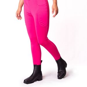 Gallop High-Waist Pocket Silicone Knee Tights (Fushia Pink)