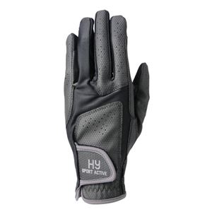 Hy Sport Active Young Rider Riding Gloves (Black/Pencil Point Grey)