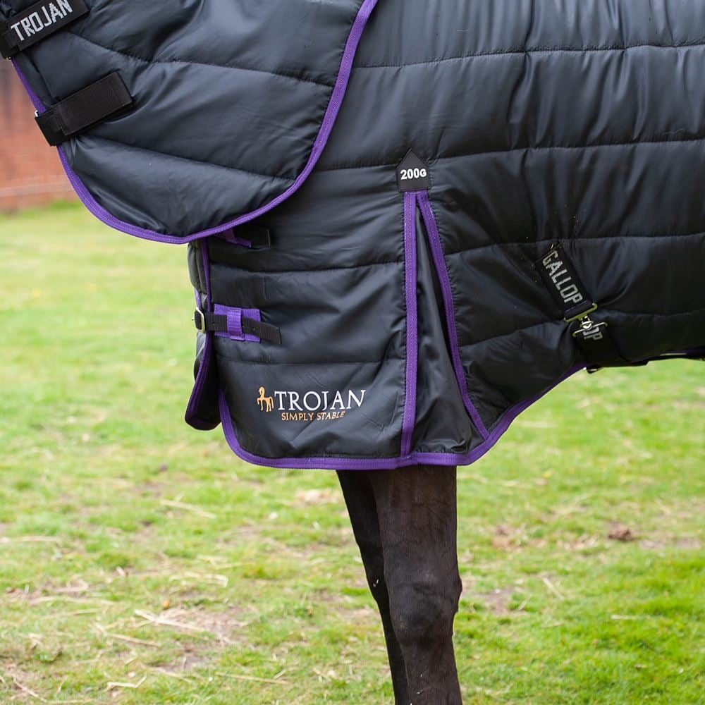 Gallop Trojan Dual 200 Stable Rug & Neck Set (Black/Purple)