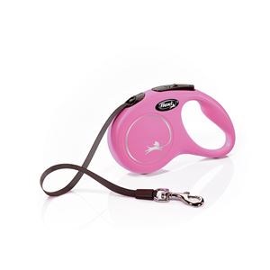 Flexi New Classic Tape Black Dog Lead - Small 5m (Pink)