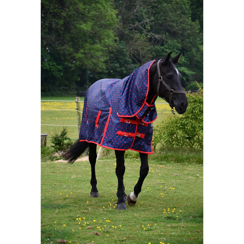 Rhinegold Torrent Full Neck Combo Outdoor Rug - 0g (Navy/Red Spot)