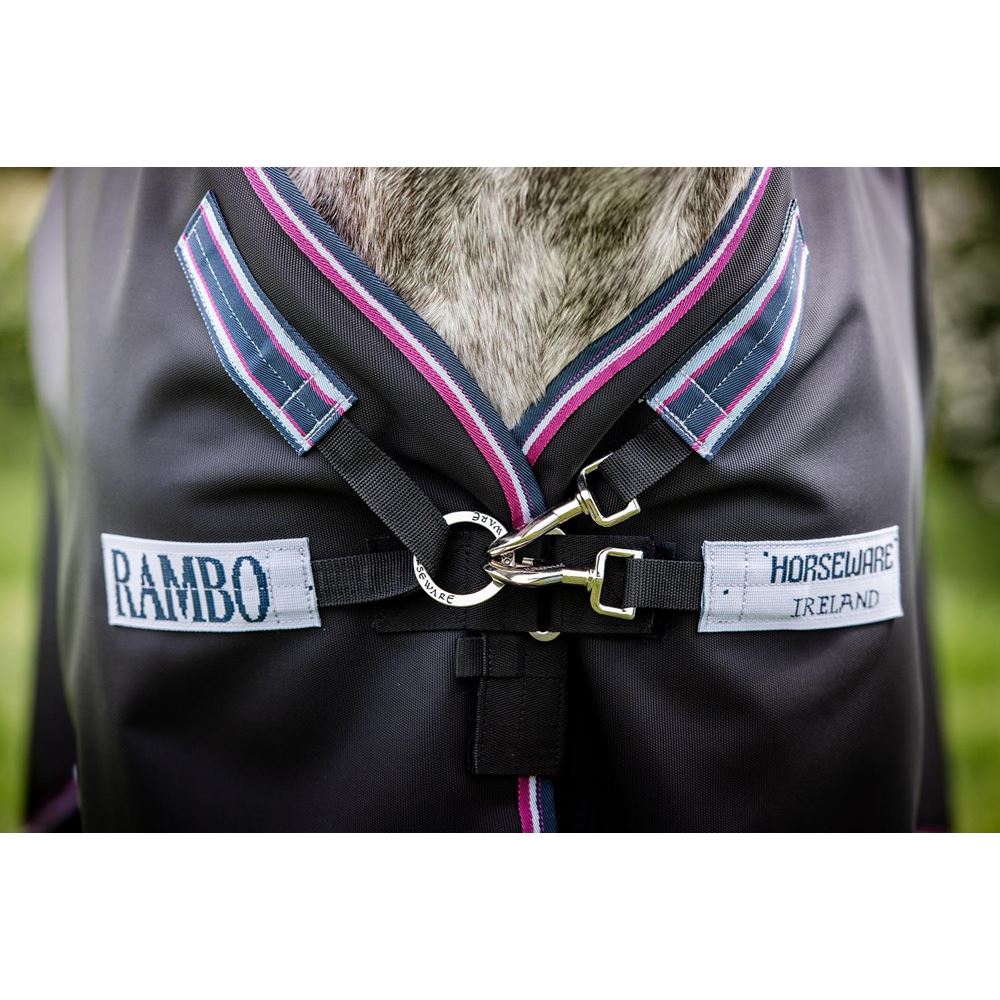 Horseware Rambo Supreme 1680D Turnout Lite 0g (Navy/Burgundy,Dusty Blue & Navy)