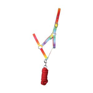 Hy Multicolour Adjustable Head Collar with Rope (Rainbow)