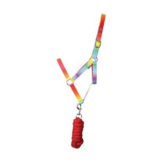 Hy Equestrian Multicolour Adjustable Head Collar with Rope (Rainbow)