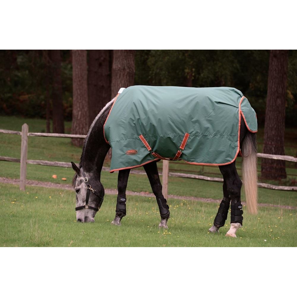 WeatherBeeta ComFiTec Tyro Standard Neck Medium Turnout Rug (Green/Burnt Orange/White)