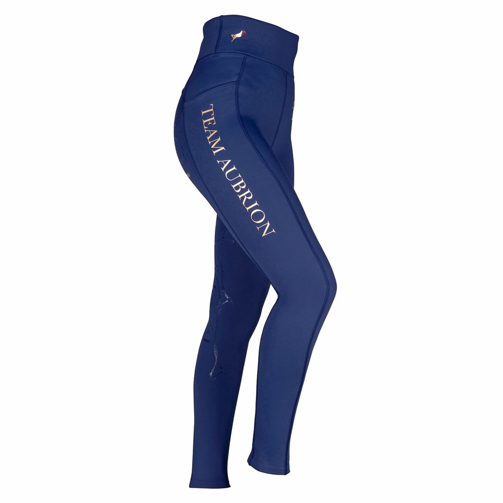 Shires Aubrion Team Young Rider Winter Riding Tights (Navy)