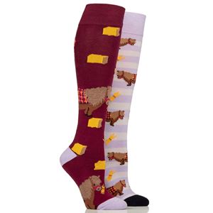 Wild Feet Ladies 2 Pack of Knee High Socks - Snacky Pony