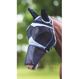 Shires FlyGuard Pro Fine Mesh Fly Mask with Ears & Nose (Black)