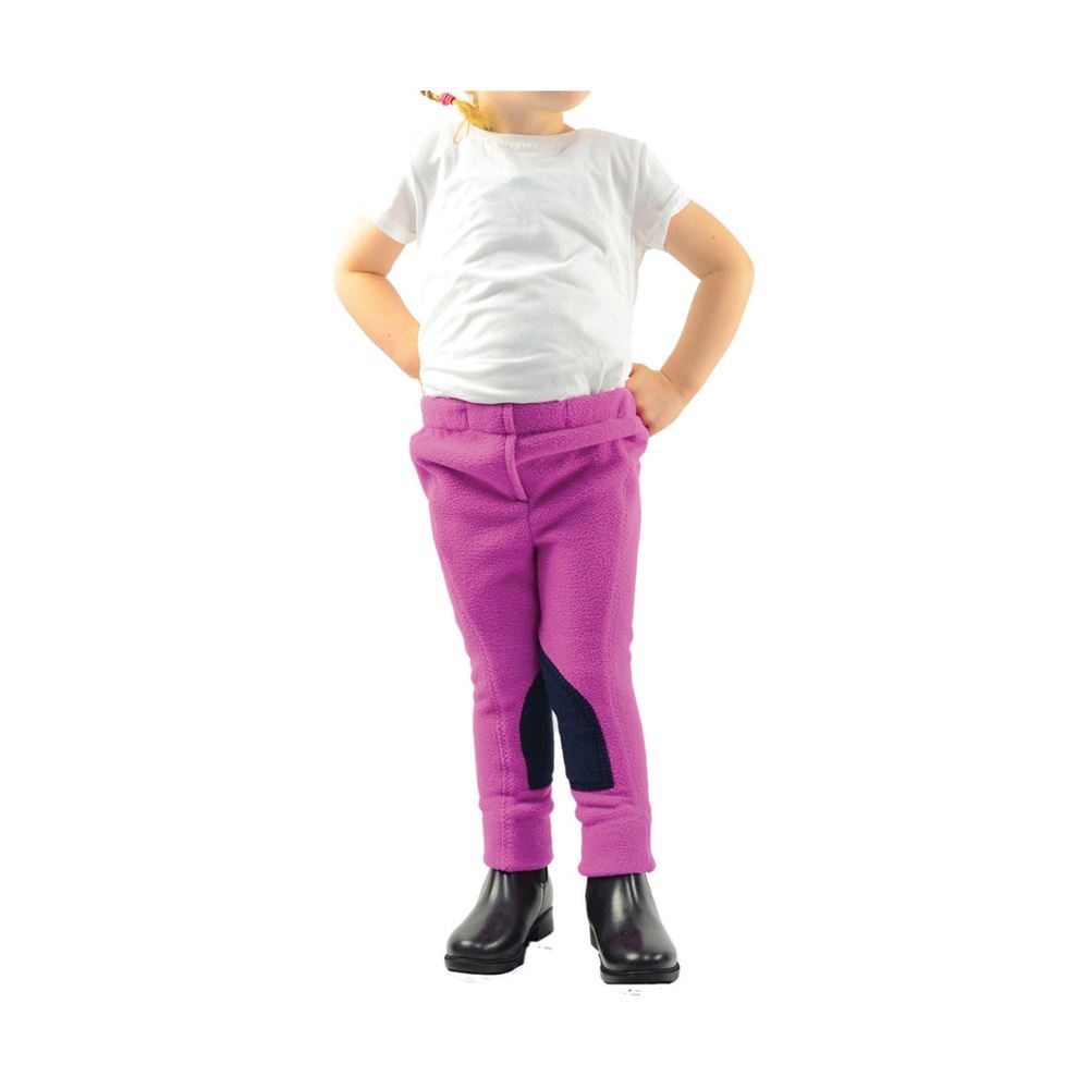 Hy Equestrian Fleece Tots Jodhpurs (Pink/Grey)