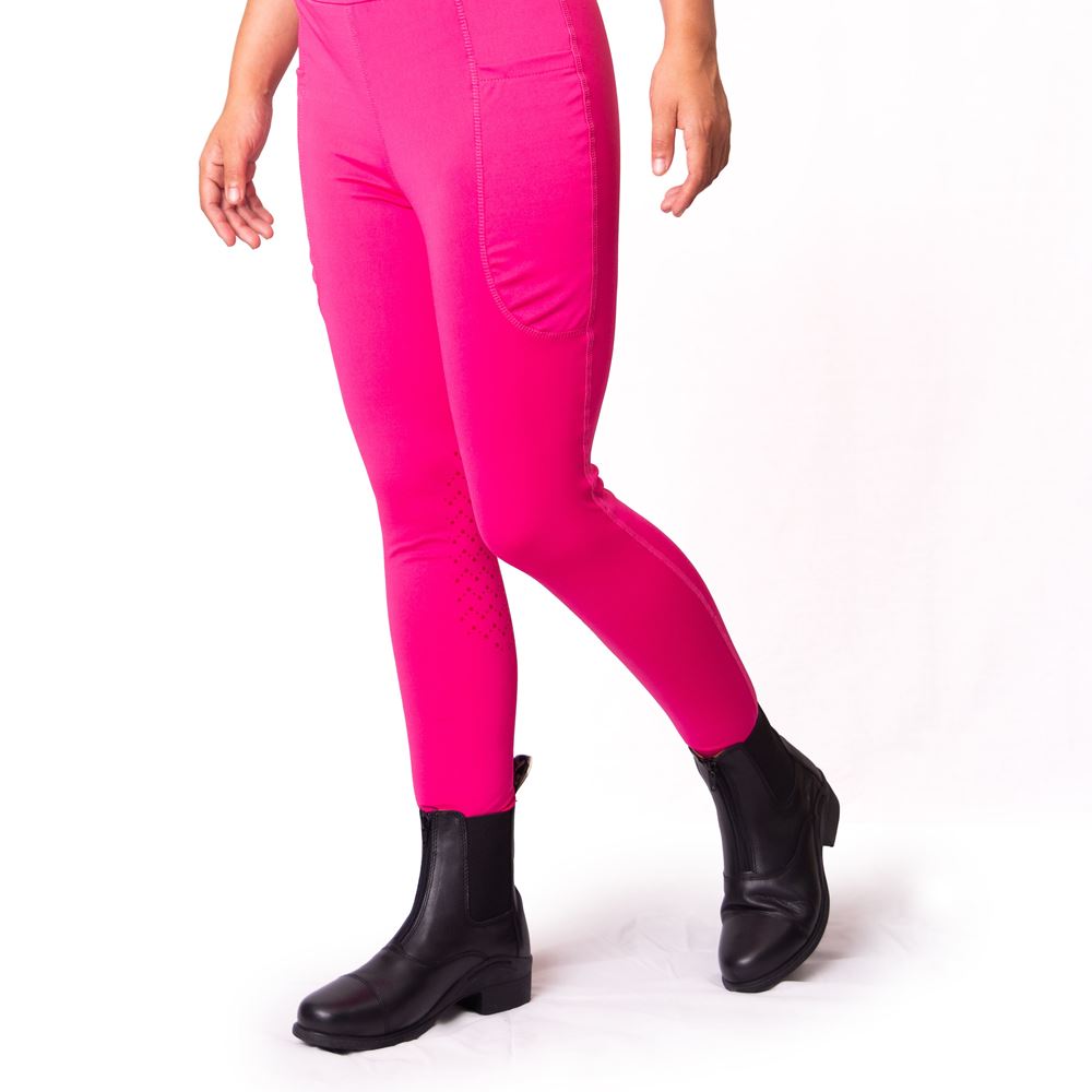 Gallop Childrens Pocket Silicone Knee Tights (Fushia Pink)