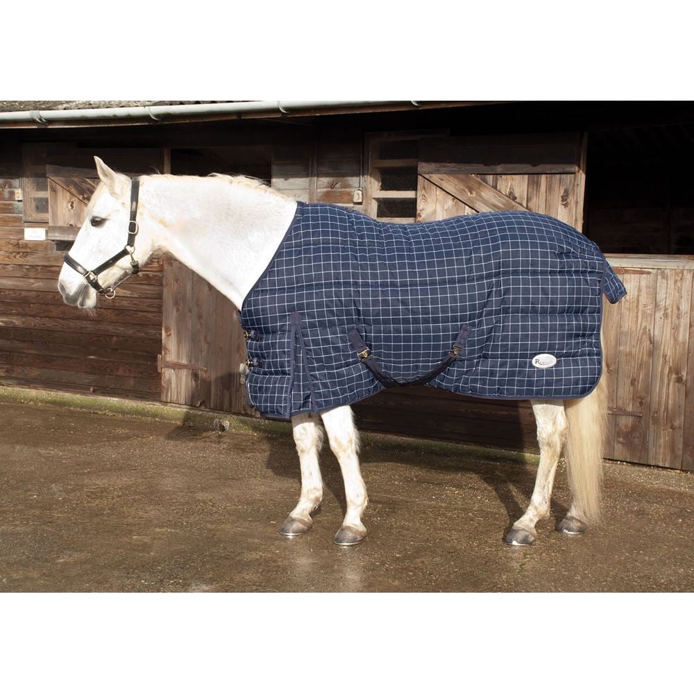 Rhinegold Chicago Lightweight Stable Quilted Rug - 100g (Navy/White Check)