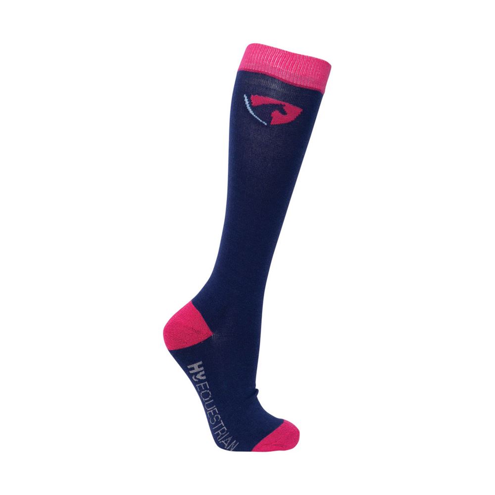 Hy Equestrian Children's Dyna Force Socks Pack of 3 (Raspberry/ Navy)