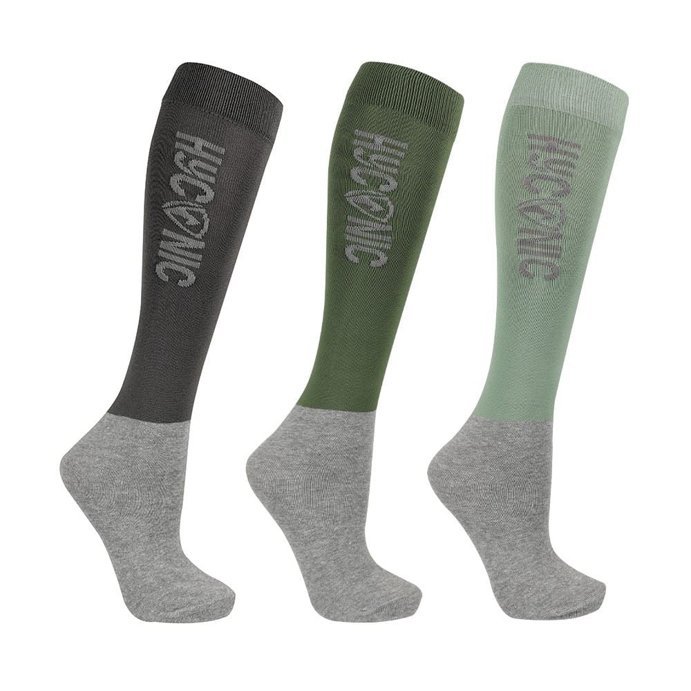 HYCONIC Adults Socks by Hy Equestrian - Pack of 3 (Green)