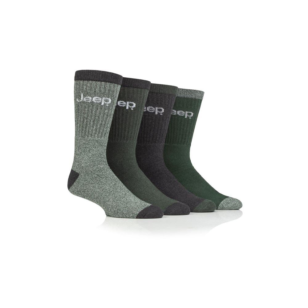 Mens Jeep Performance Boot Socks 4 Pack (Green)