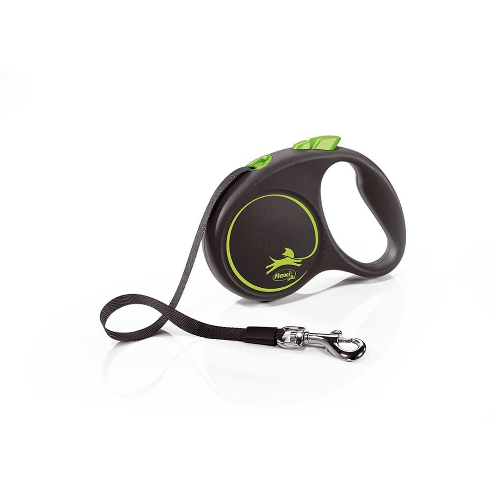 Flexi Black Design Tape Dog Lead - Small 5m (Green)