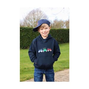 British Country Collection Three Tractors Hoodie - Child (Navy)