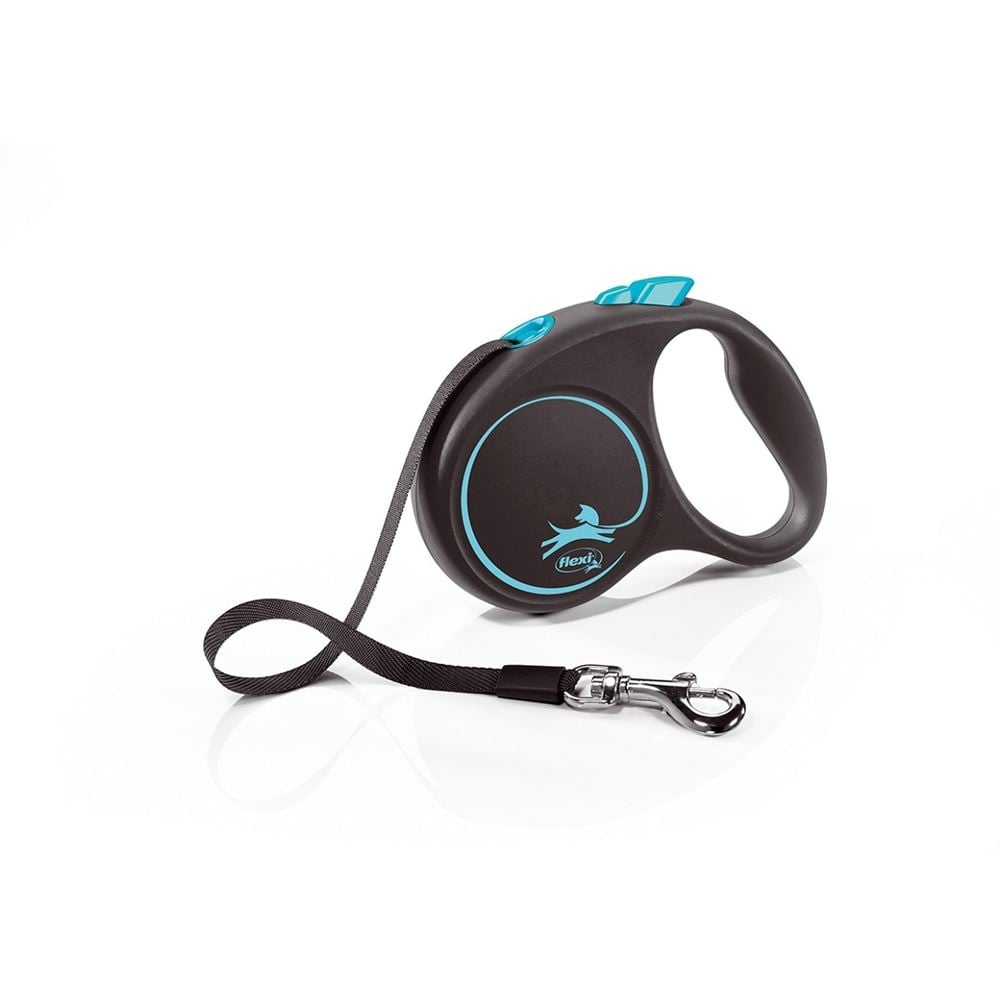 Flexi Black Design Tape Dog Lead - Small 5m (Blue)