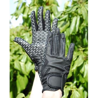 Rhinegold Silicone Grip Riding Gloves (Black)