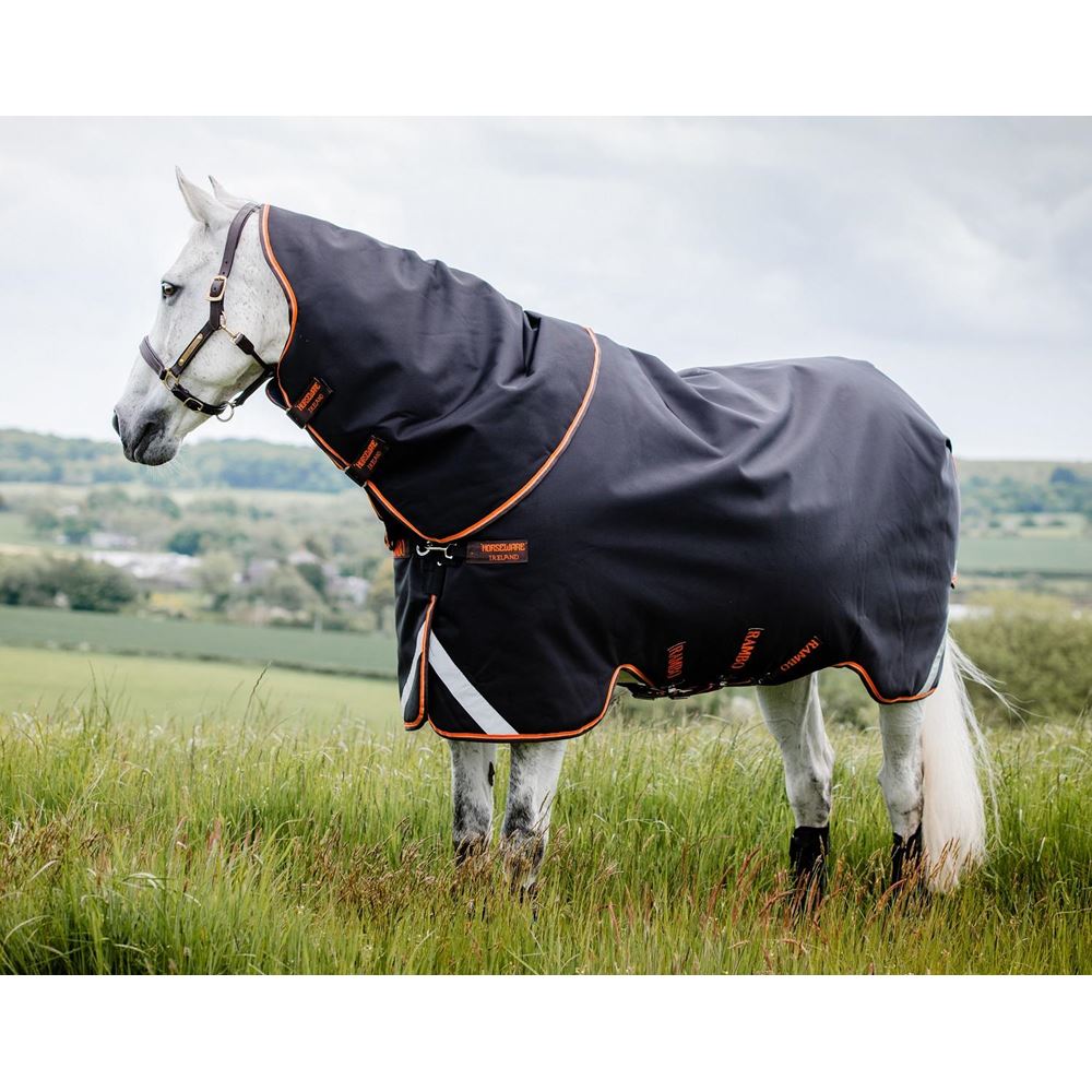 Horseware Rambo Supreme Turnout Medium 200g  (Black/Orange, Tan & Brown)