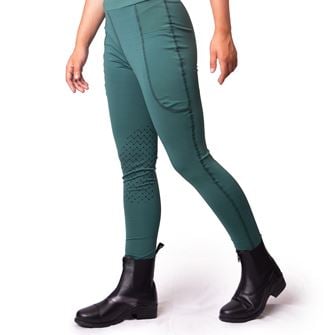 Gallop High-Waist Pocket Silicone Knee Tights (Green)