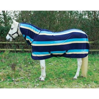 Rhinegold Full Neck Combo Fleece Rug (Turquoise Stripe)