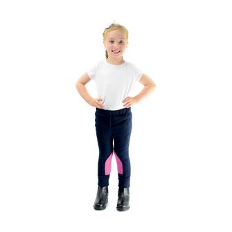 Hy Equestrian Fleece Tots Jodhpurs (Navy/Pretty Pink)