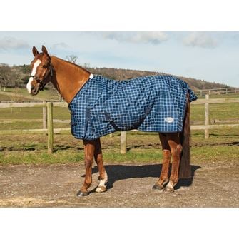 Rhinegold Atlanta Lightweight Fleece Lined Outdoor Rug - 0g (Navy Check)