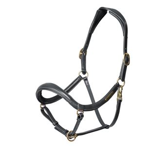 Shires Velociti Rapida Curved Leather Headcollar (Black)