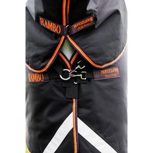 Horseware Rambo Supreme Turnout Medium 200g  (Black/Orange, Tan & Brown)