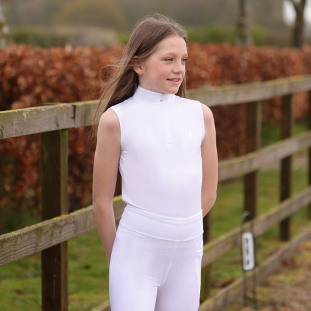 Hy Equestrian Eden Children's Sleeveless Show Shirt (White)