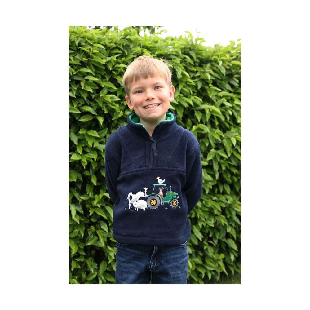 British Country Collection Farmyard Fleece Jacket - Child (Navy/Green)