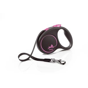 Flexi Black Design Tape Dog Lead - Small 5m (Pink)