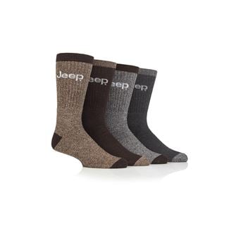 Mens Jeep Performance Boot Socks 4 Pack (Brown)