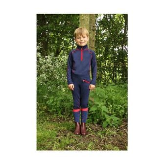 Hy Equestrian Stella Children's Riding Tights (Navy/Red)