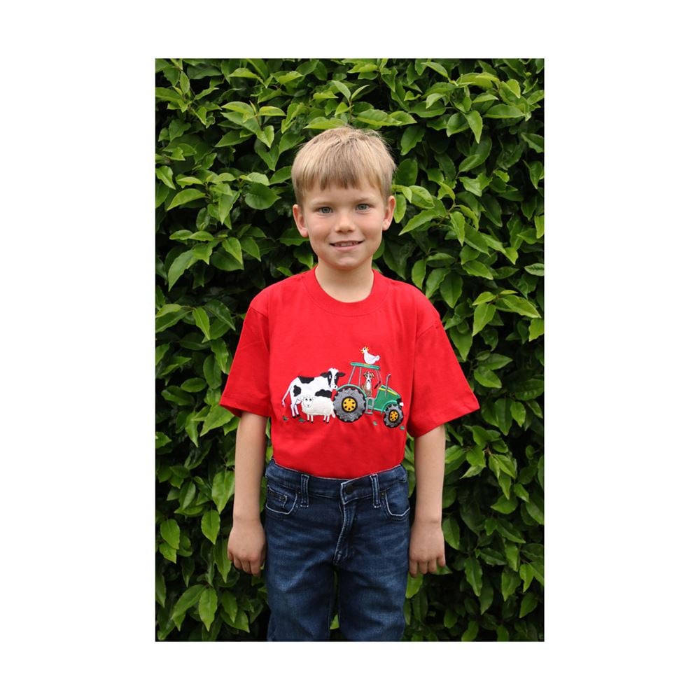 British Country Collection Farmyard T-Shirt - Child (Red)