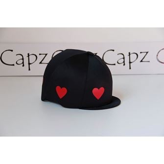 Capz Motif Cap Cover Lycra - Heartz (Black/Red)