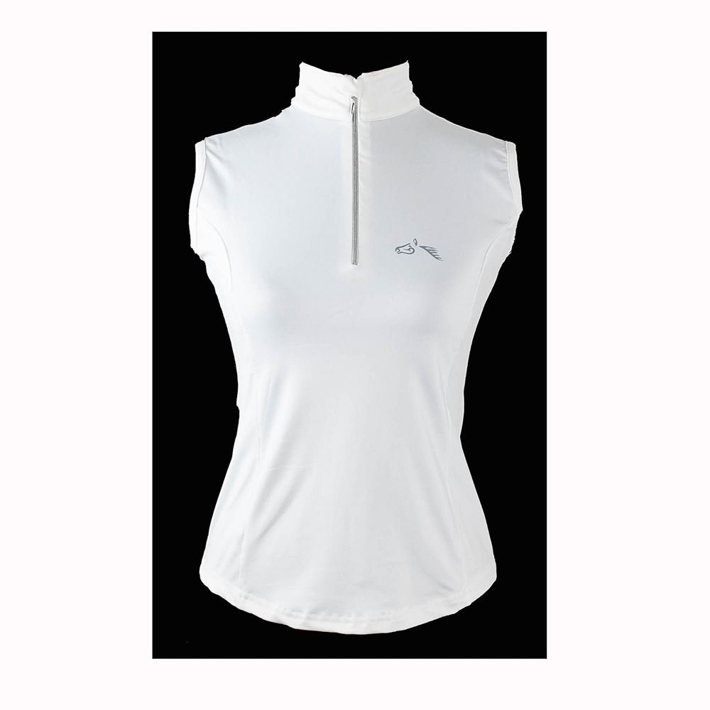 Gallop Sleeveless Zipped Neck Base-Layer (White)