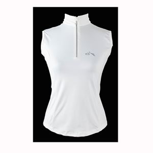 Gallop Sleeveless Zipped Neck Base-Layer (White)