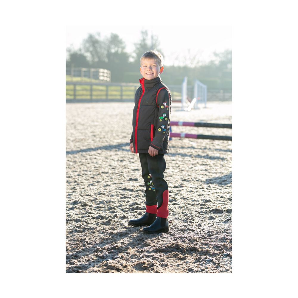 Tractor Collection Riding Tights By Little Knight (Charcoal Grey/Red)