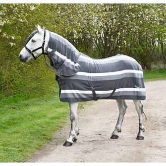 Rhinegold Full Neck Combo Fleece Rug (Grey Stripe)