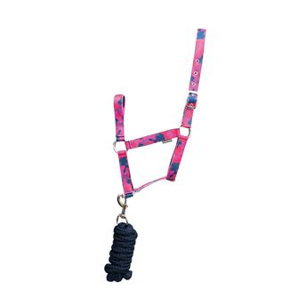 Hy Equestrian DynaForce Head Collar & Lead Rope (Raspberry/Navy)