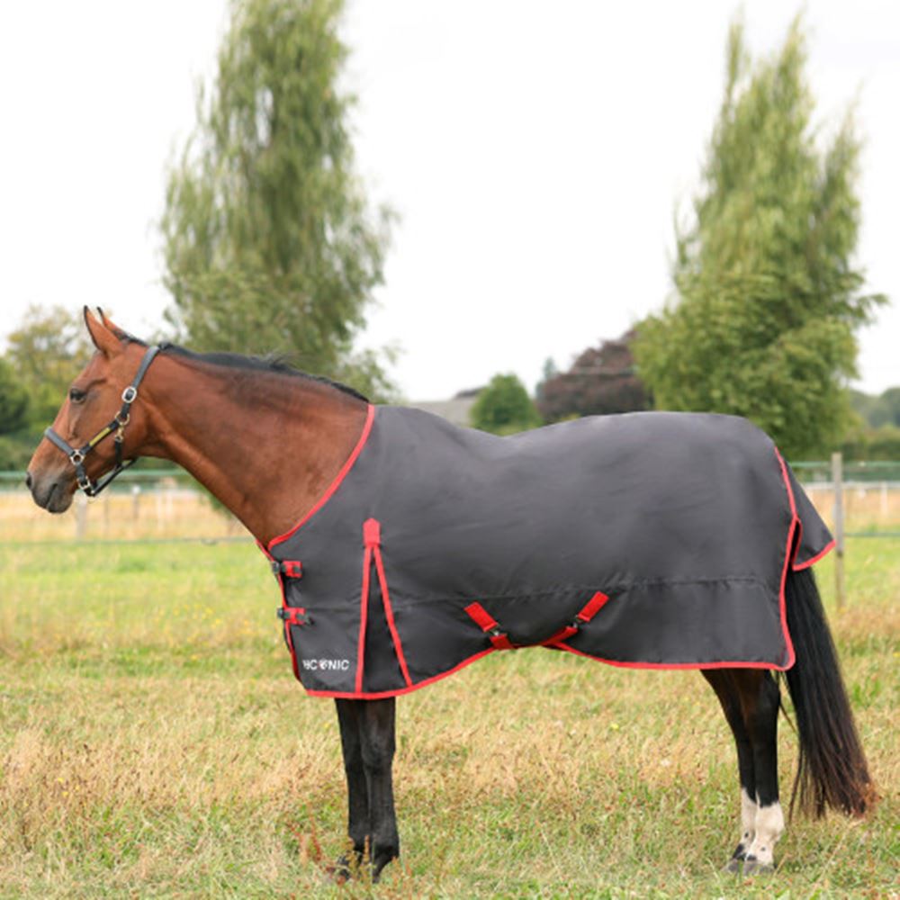 Hy Equestrian HYCONIC 0g Turnout Rug (Charcoal/Red)