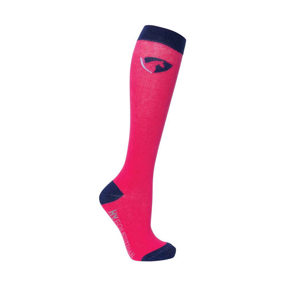 Hy Equestrian Children's Dyna Force Socks Pack of 3 (Raspberry/ Navy)