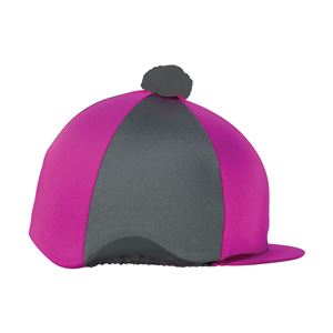 Hy Equestrian Two Tone Bobble Hat Cover (Cerise/Dark Grey)