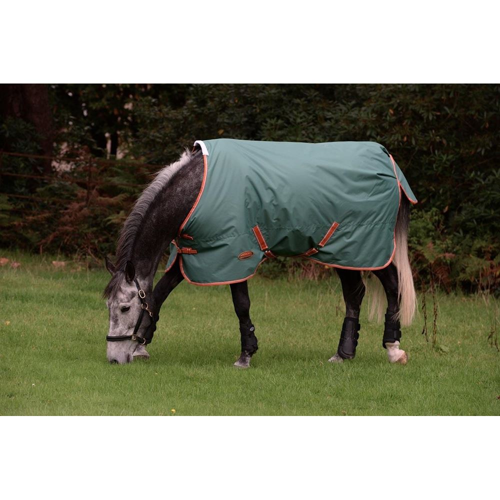 WeatherBeeta ComFiTec Tyro Standard Neck Medium Turnout Rug (Green/Burnt Orange/White)