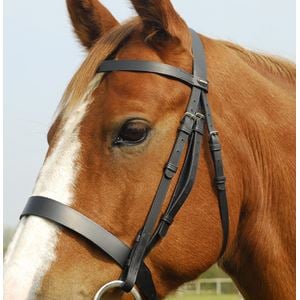 Heritage Saddlery English Leather Hunter Bridle with Wide Cavesson Noseband