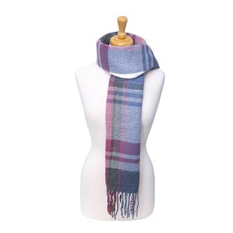 Hy Equestrian Ladies Supersoft Tartan Scarf (Grape/Riviera/White)