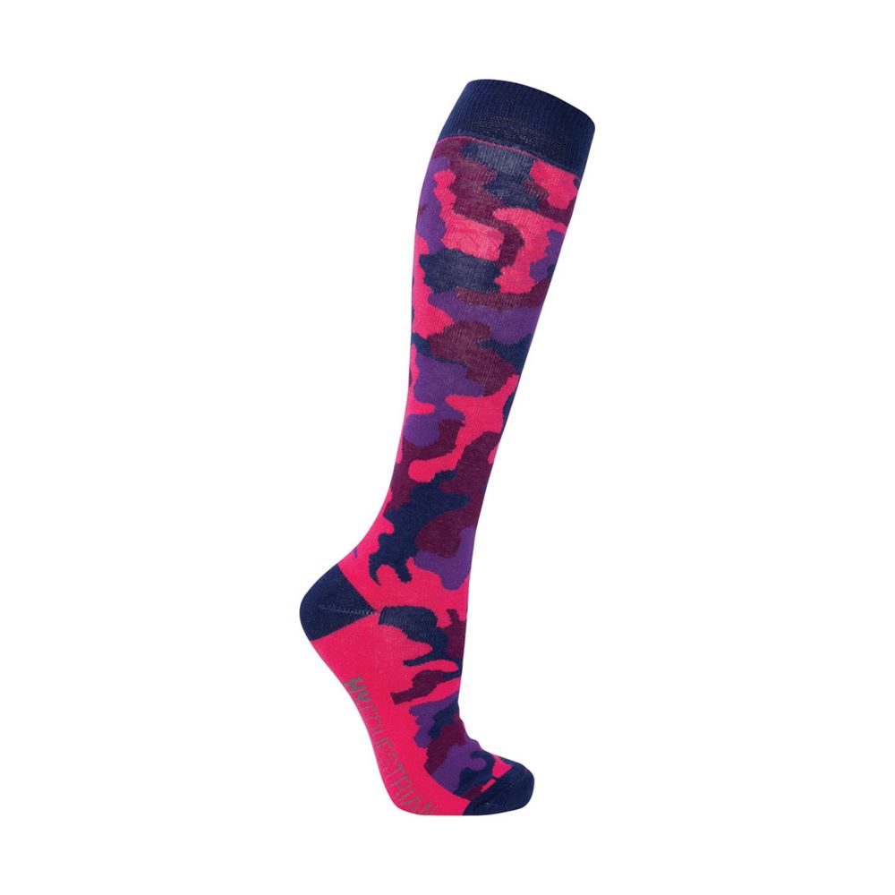 Hy Equestrian Children's Dyna Force Socks Pack of 3 (Raspberry/ Navy)