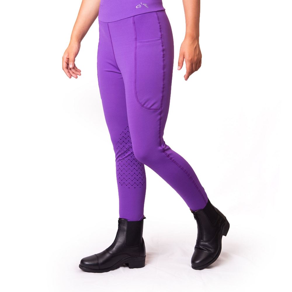 Gallop High-Waist Pocket Silicone Knee Tights (Purple)